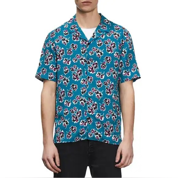 The Kooples Other - The Kooples Printed Short Sleeve Button Front Camp Shirt